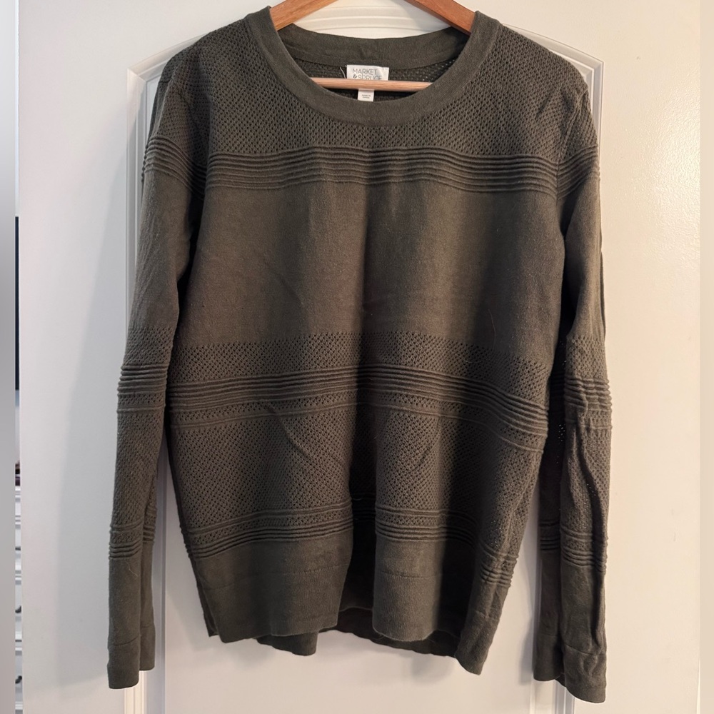 Olive Green Textured Woman’s Sweater
